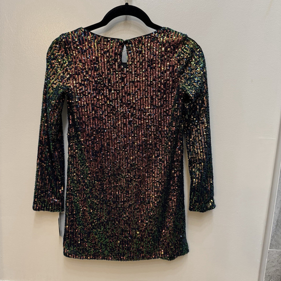 Art Class Girls Long Sleeve Iridescent Sequin Dress Black Size Medium Holiday - Picture 6 of 7